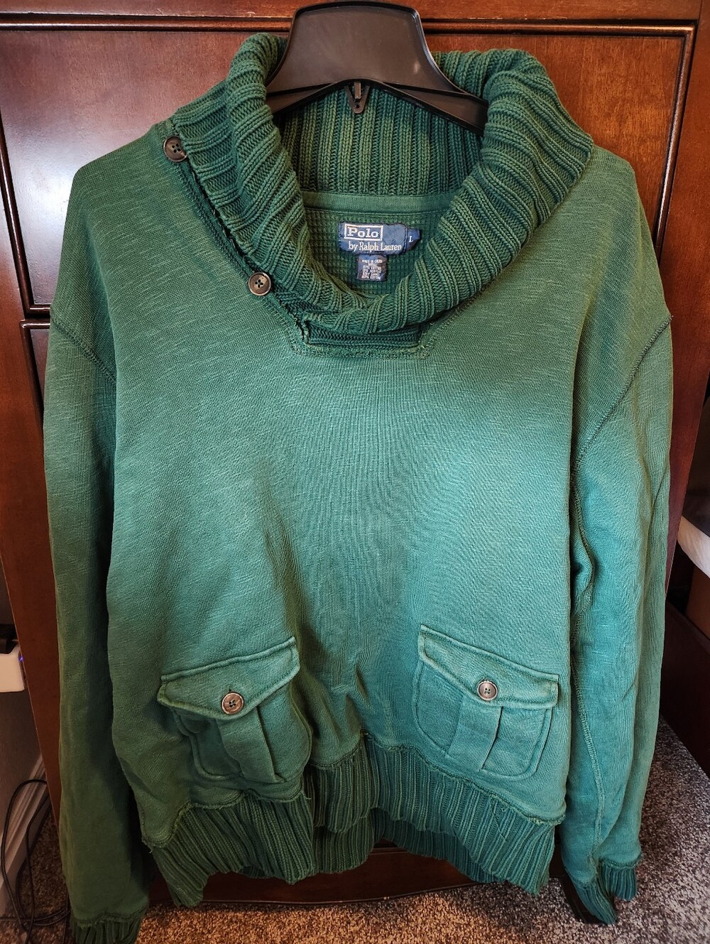 Vintage Polo By Ralph Lauren Knit Shawl-Collar Sweater Preppy Old Money Fall